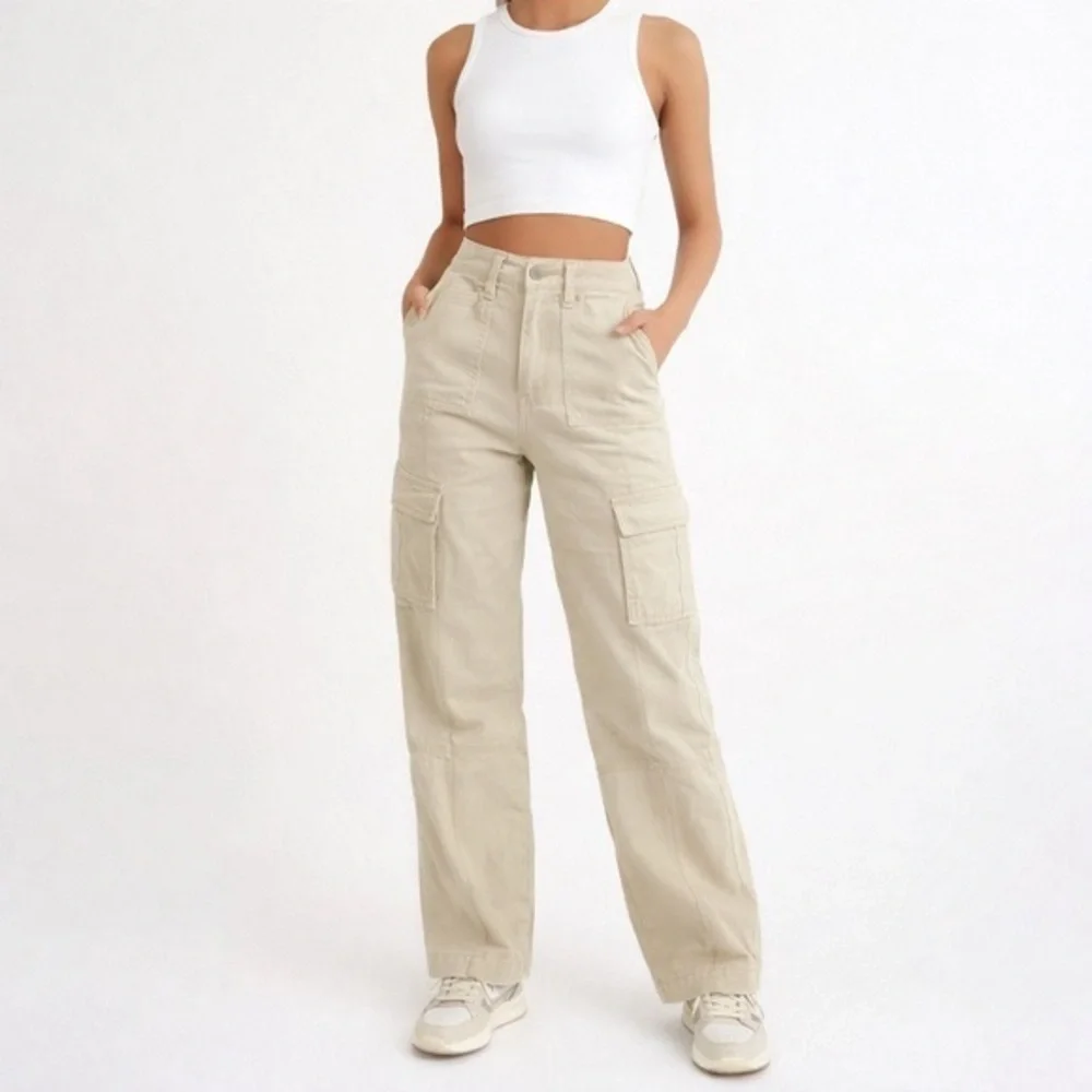 Lioness Beige High Rise Cargo Pants Utility Style Size Small